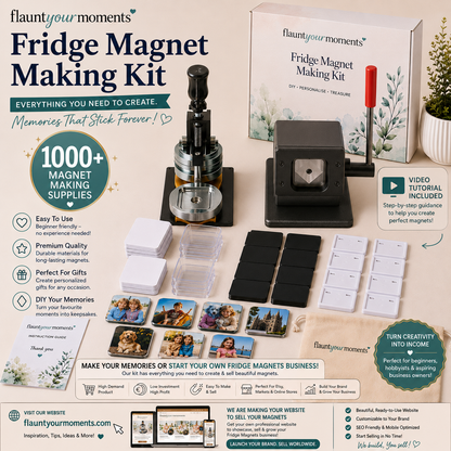 Fridge Magnet Making Kit with Machine & Cutter | 1000 Magnet Supplies | Photo Magnet Maker Kit | DIY Craft Business Starter Kit